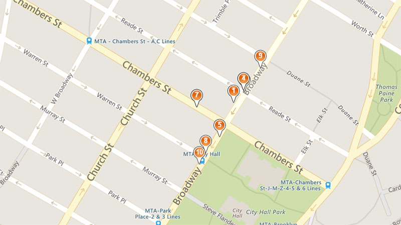 A map showing ATM locations in New York City