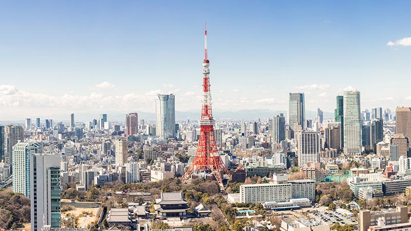 Aerial view of Tokyo skyline